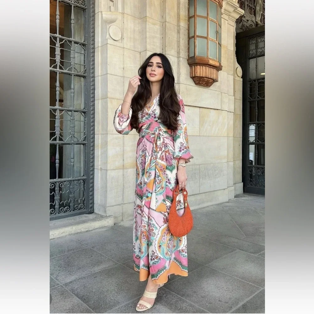 Zara Printed Maxi Wrap Floral Dress - Picture 4 of 8